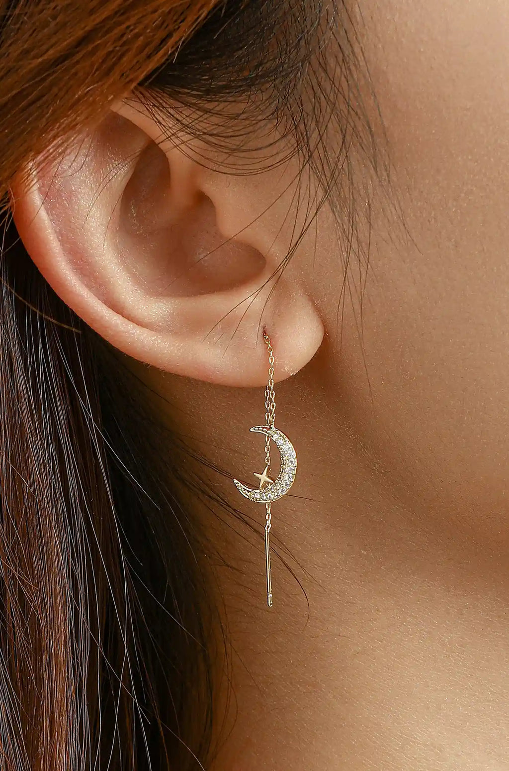 Moon Star Threading Earrings