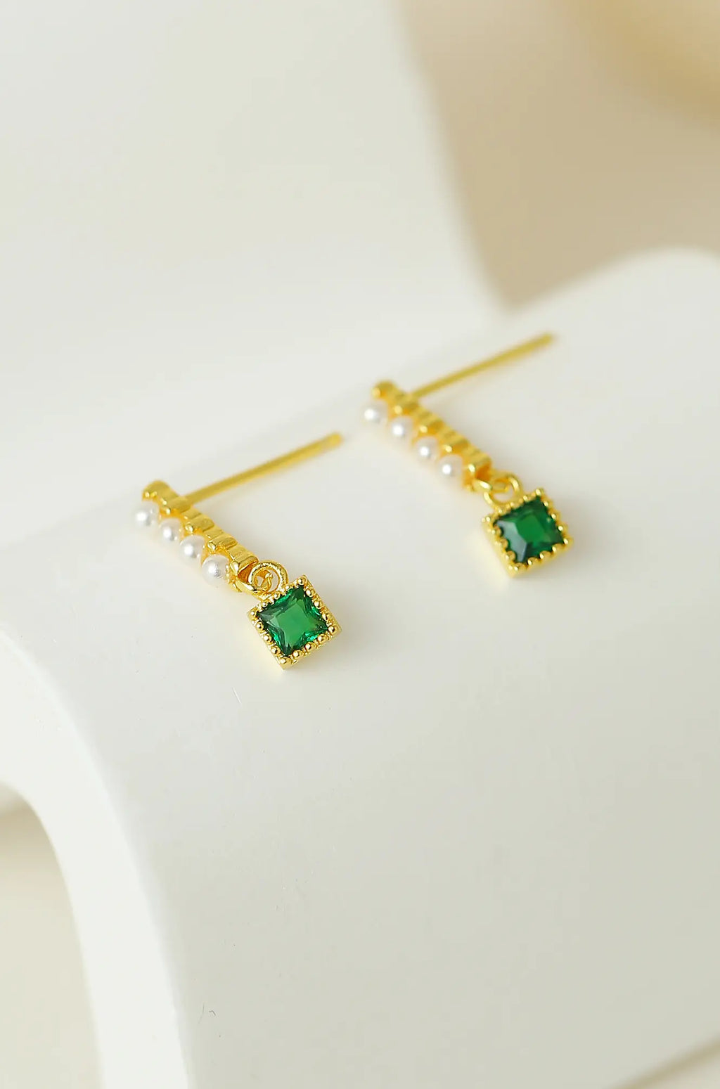 Green Emerald Dangle Earrings