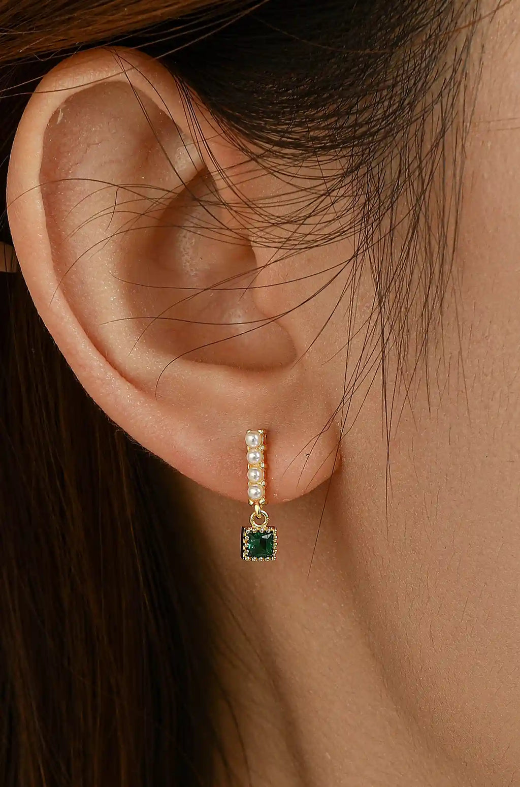 Green Emerald Dangle Earrings