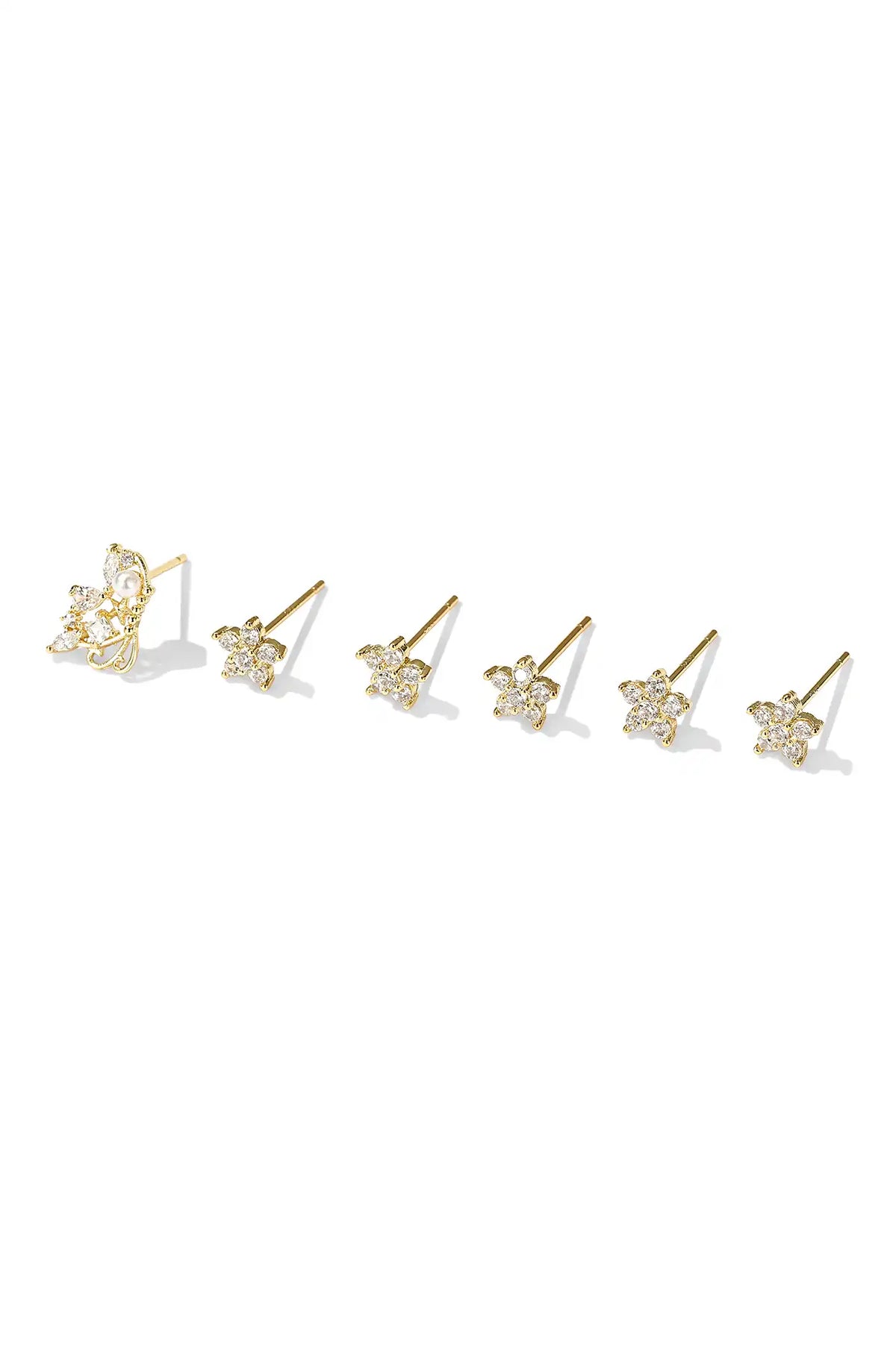 Gold Star Stud Earrings Set