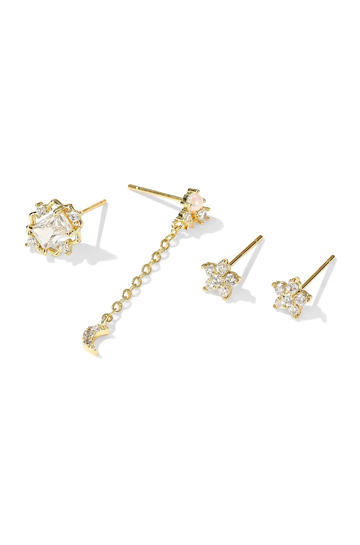 Gold Stud Earrings Set