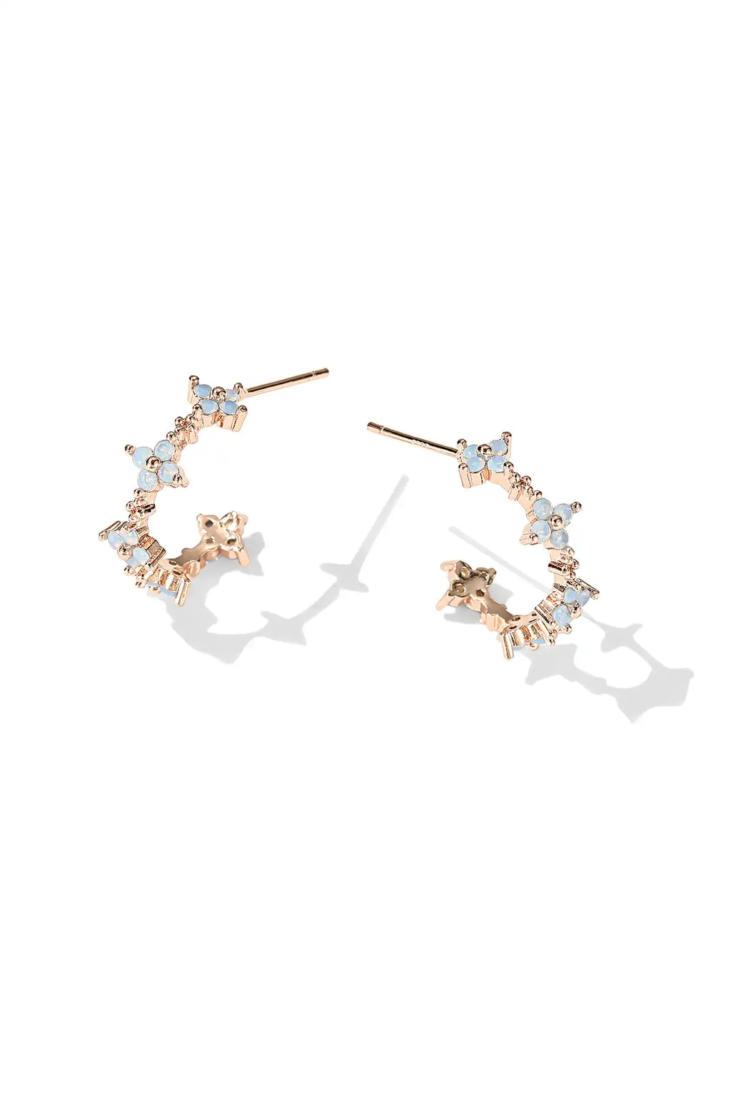 Dainty Blue Flower Hoop Earrings
