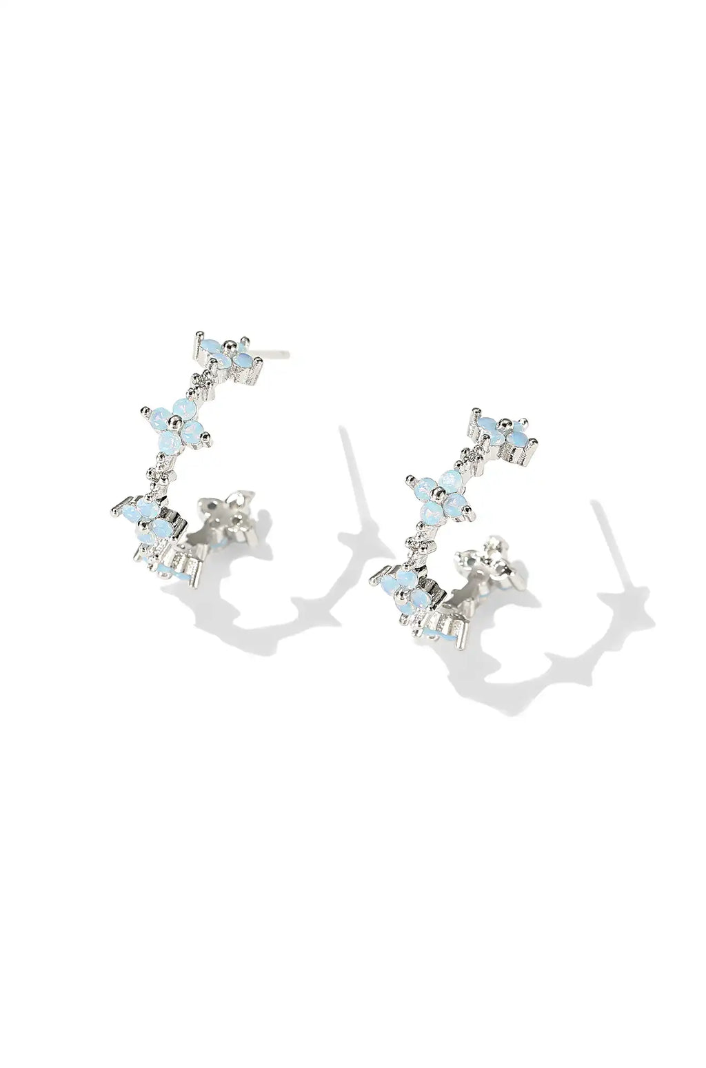 Dainty Blue Flower Hoop Earrings