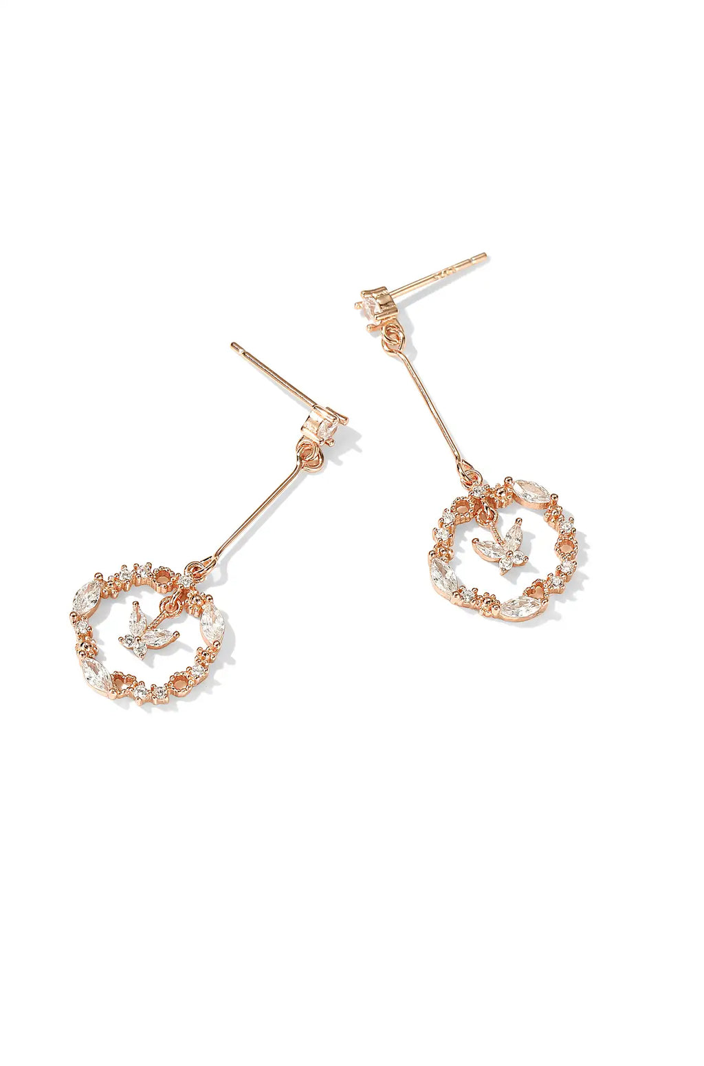 Butterfly Circle Drop Earrings