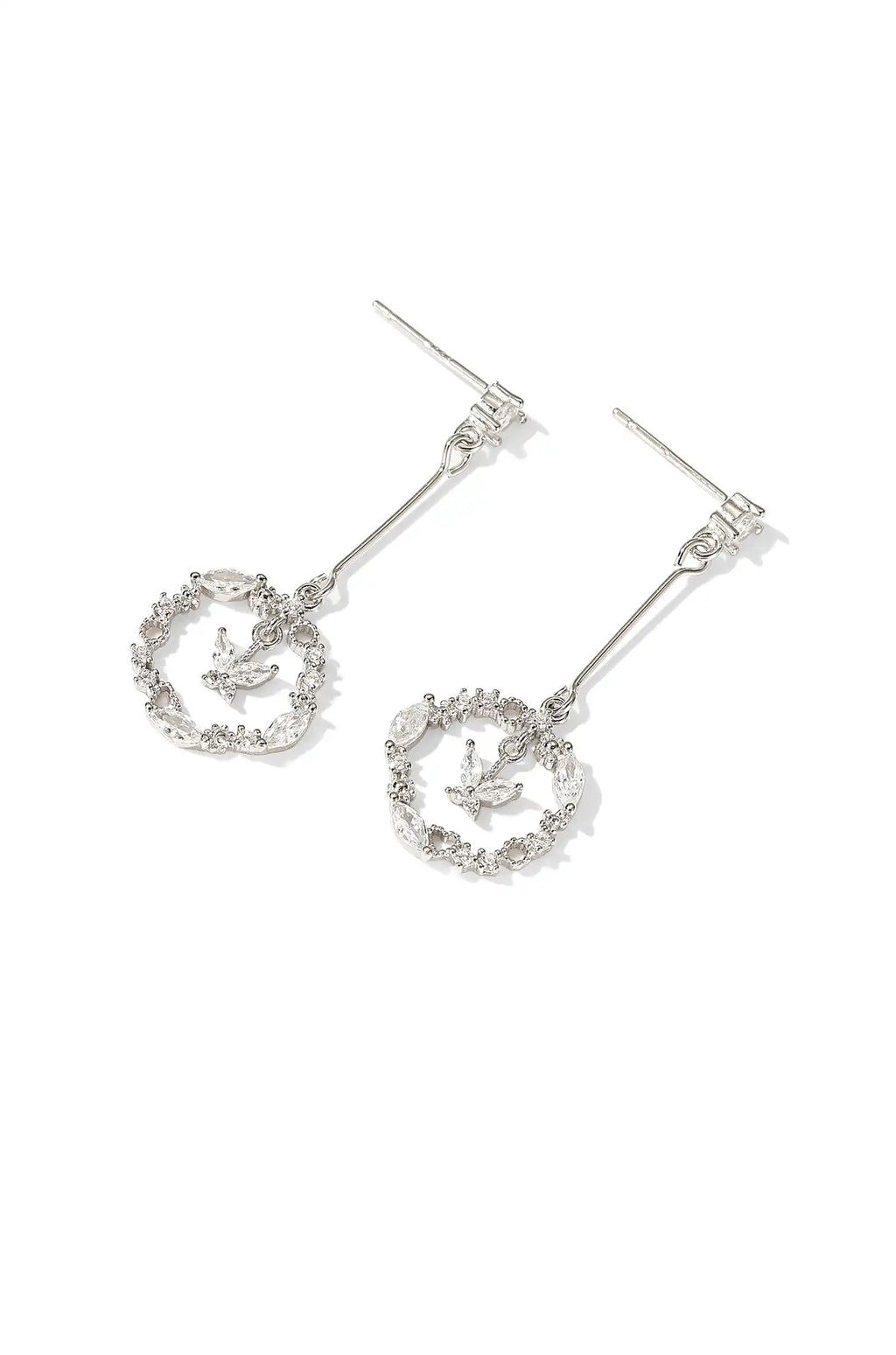 Butterfly Circle Drop Earrings