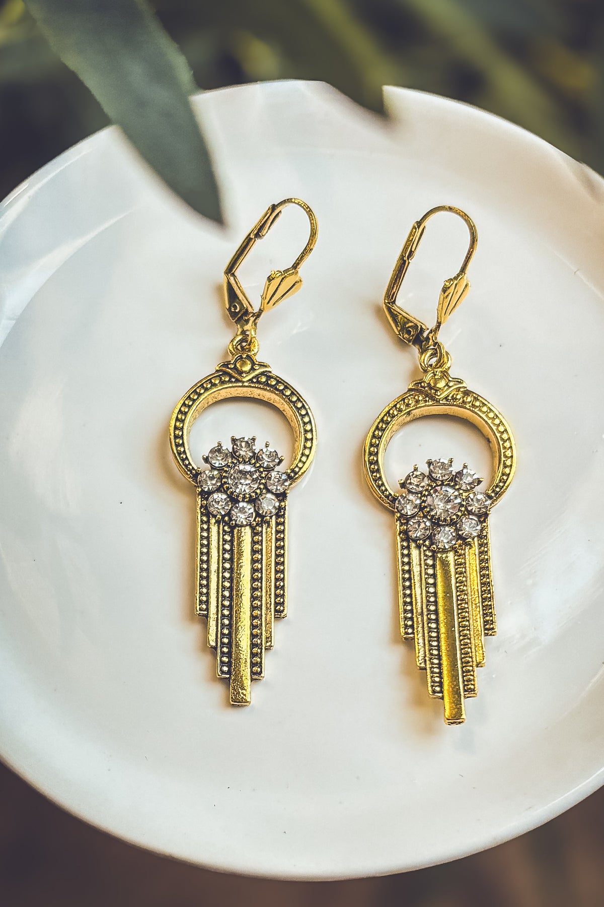 Beautiful Gold and Crystal Victorian Earrings