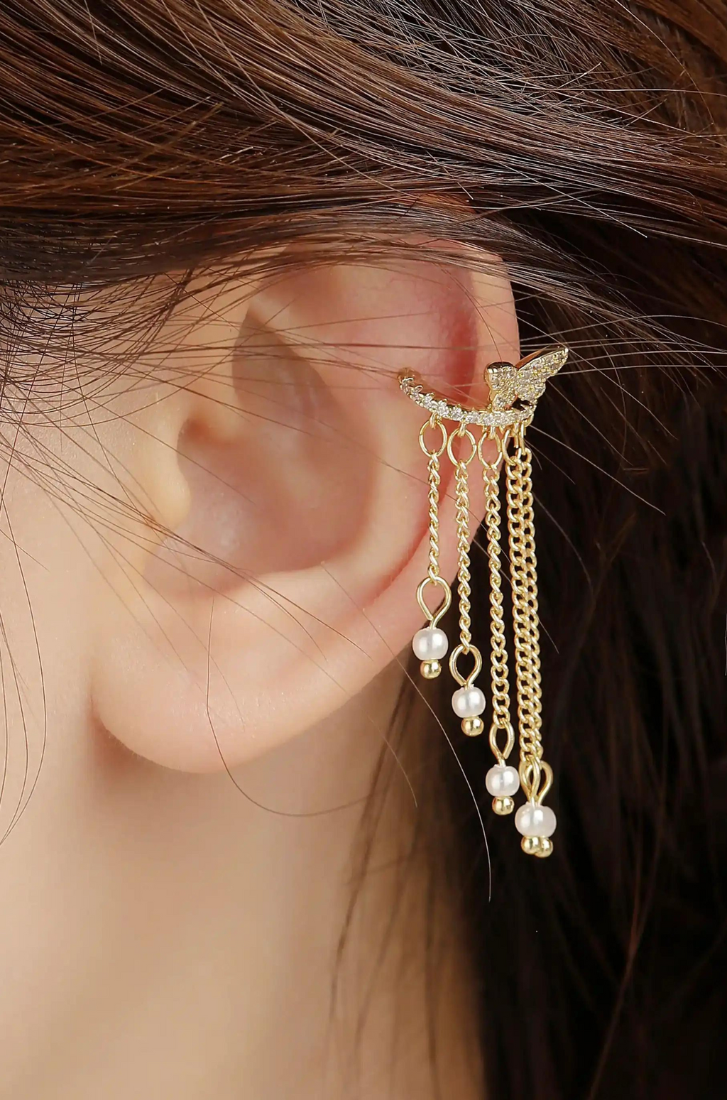 Butterfly Cascading Gold Cuff Earring