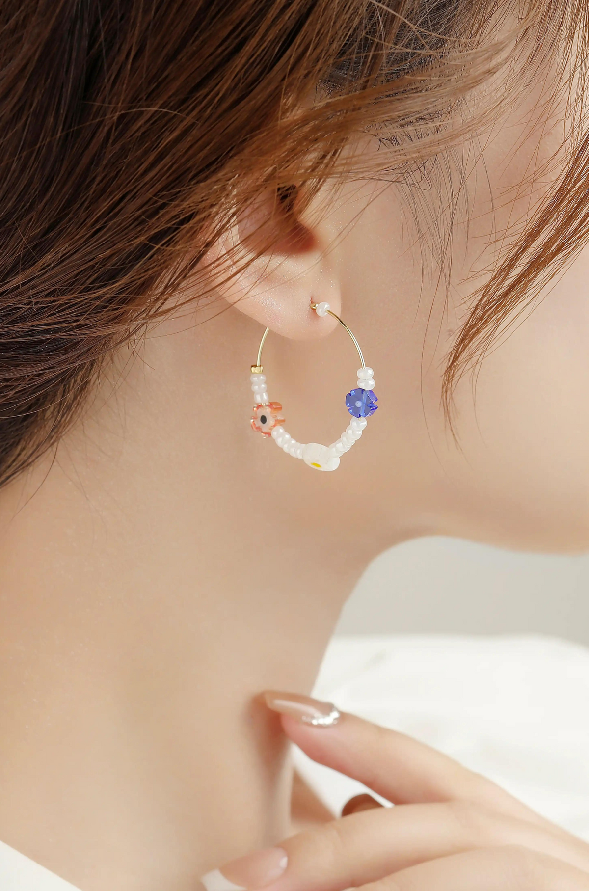 Triple Bloom Pearl Hoops