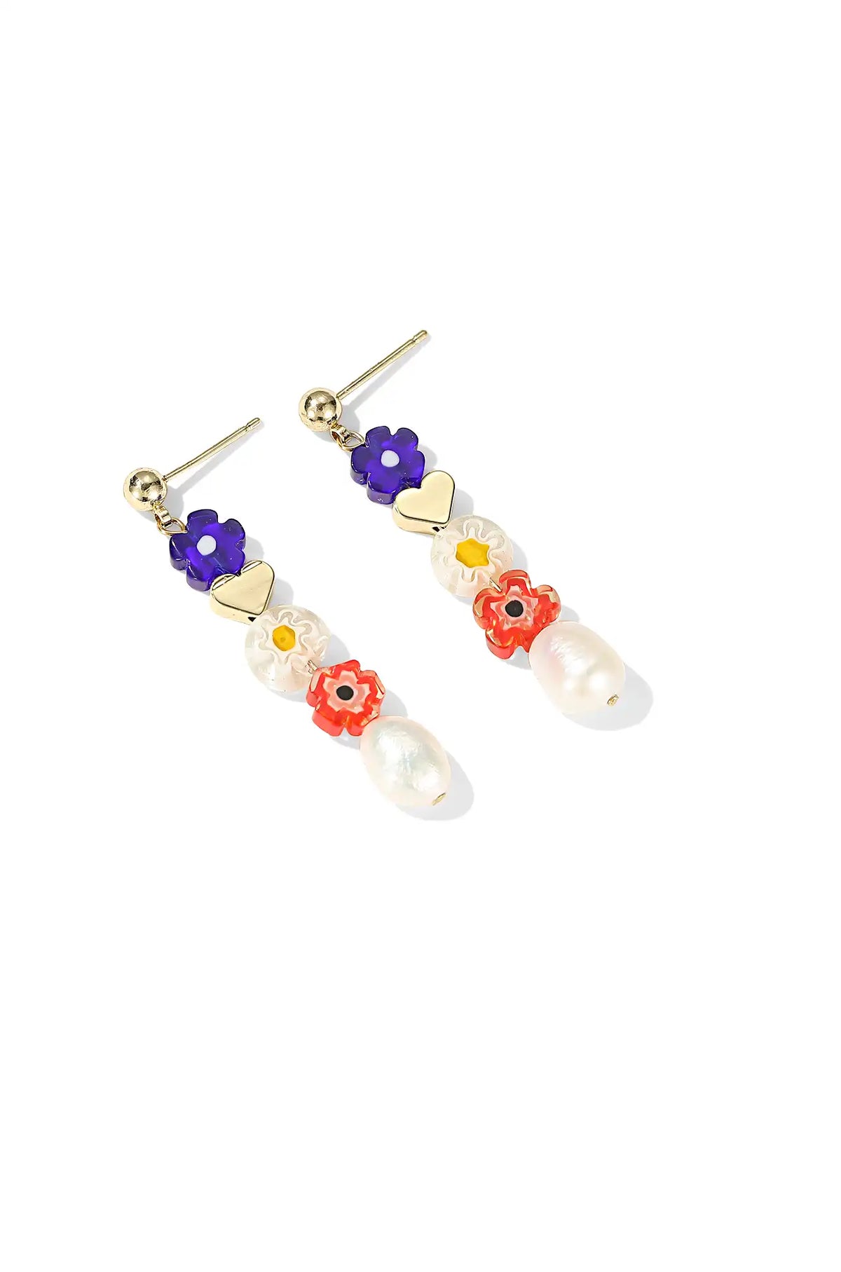 Triple Bloom Pearl Earrings Drop