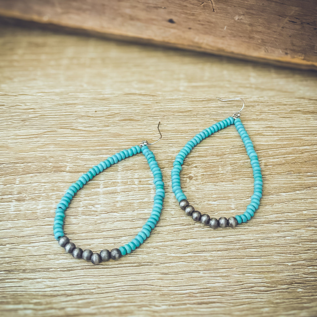 Beautiful Turquoise and Navajo Pearl Earrings