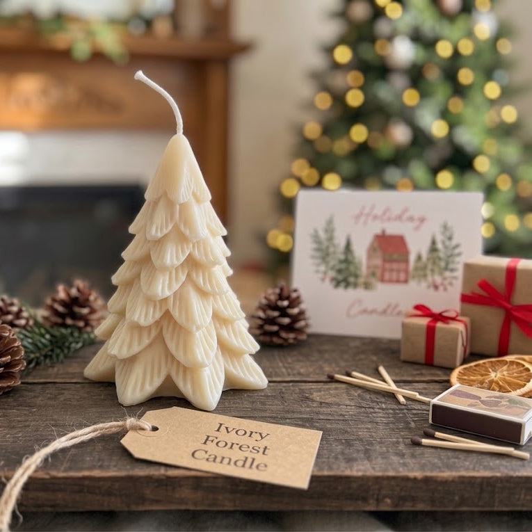 Evergreen Forest Christmas Ivory Tree Candle – WildBloom Gifts