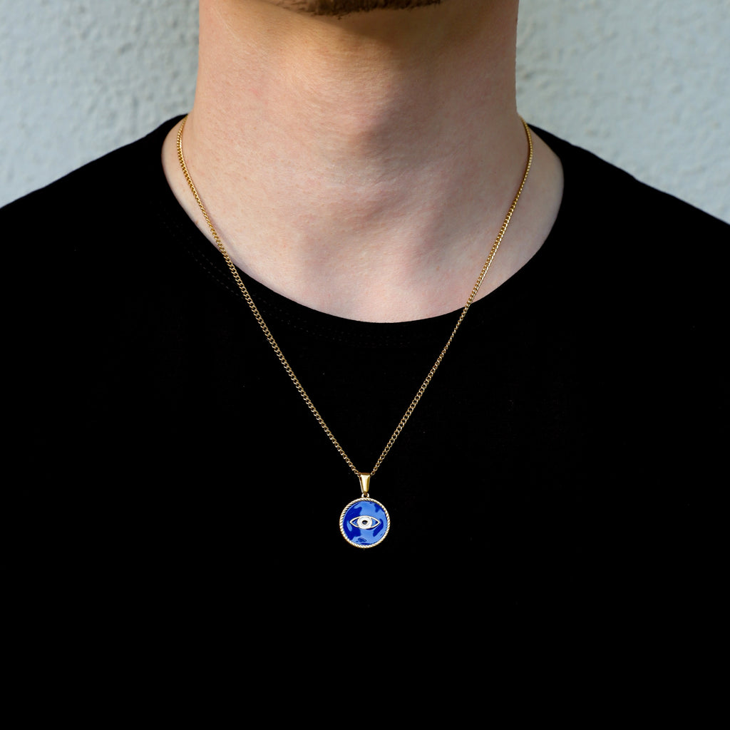 Evil Eye Enamel Gold Pendant