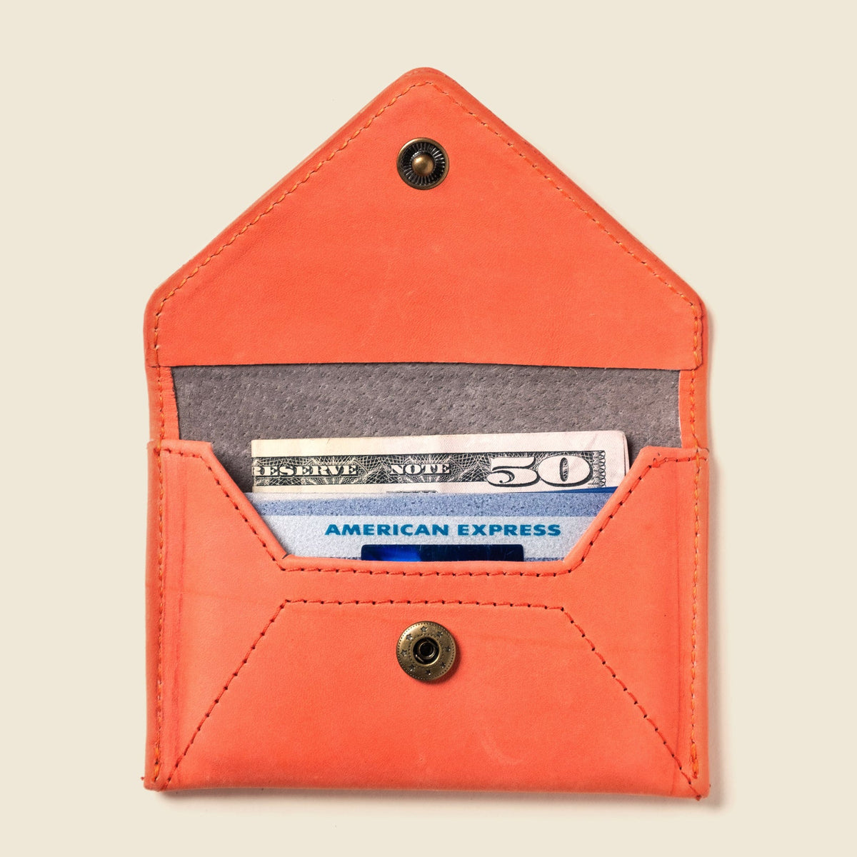 CASUPO Mini Pink Envelope Wallet with RFID Protection, Repurposed Full Grain Leather