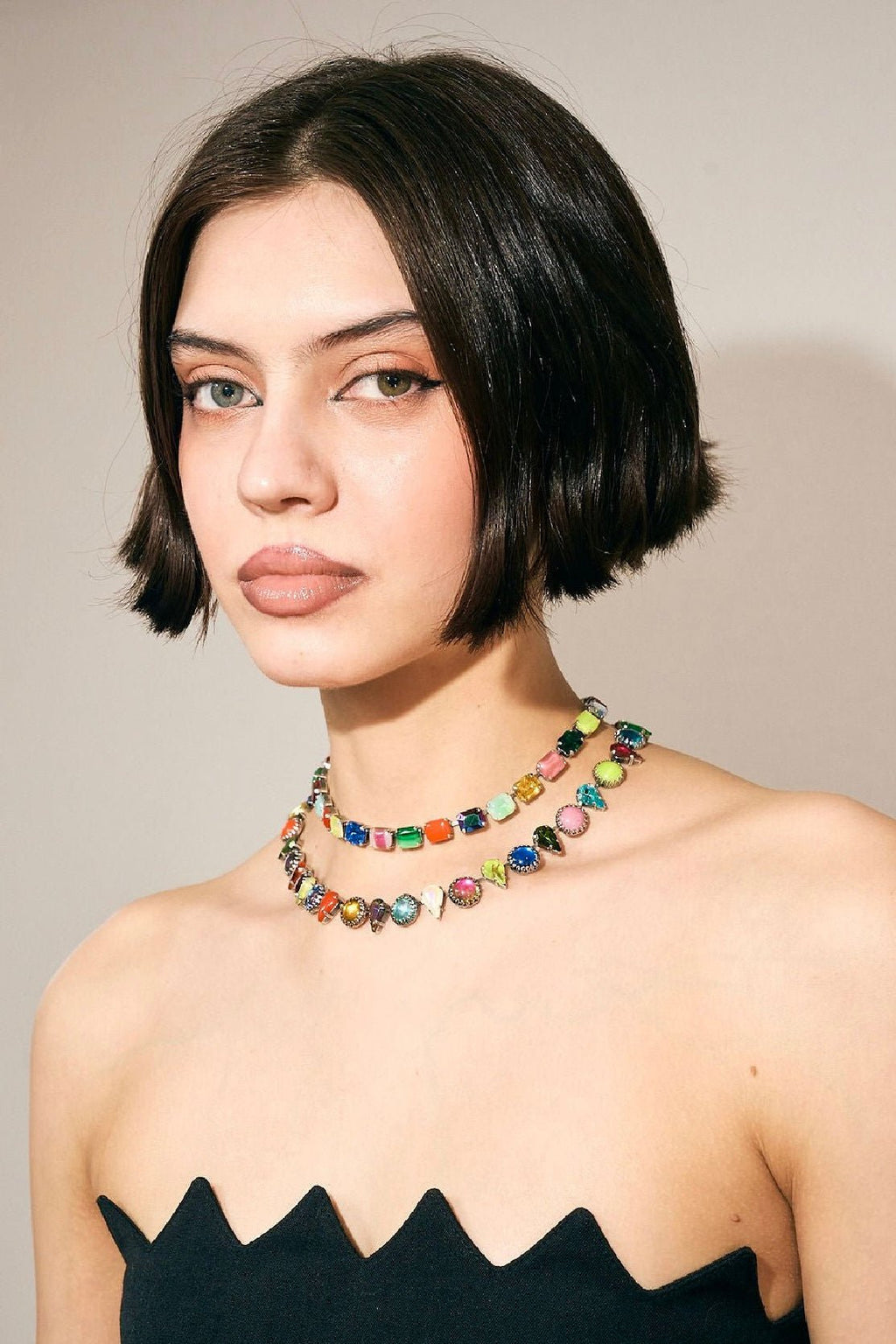 Layering Choker in Kaleidoscope (Silver)