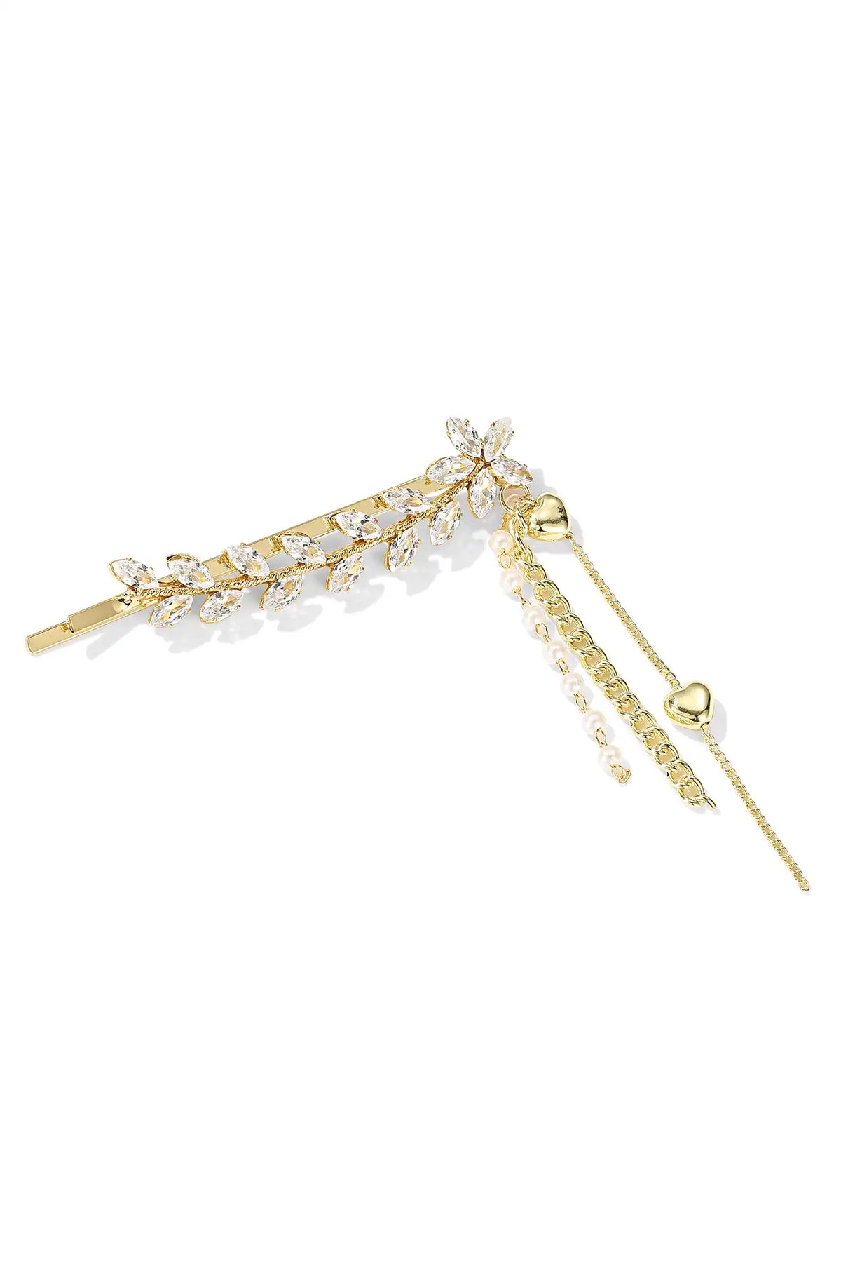 Crystal Wreath Pearl Dangle Hair Clip