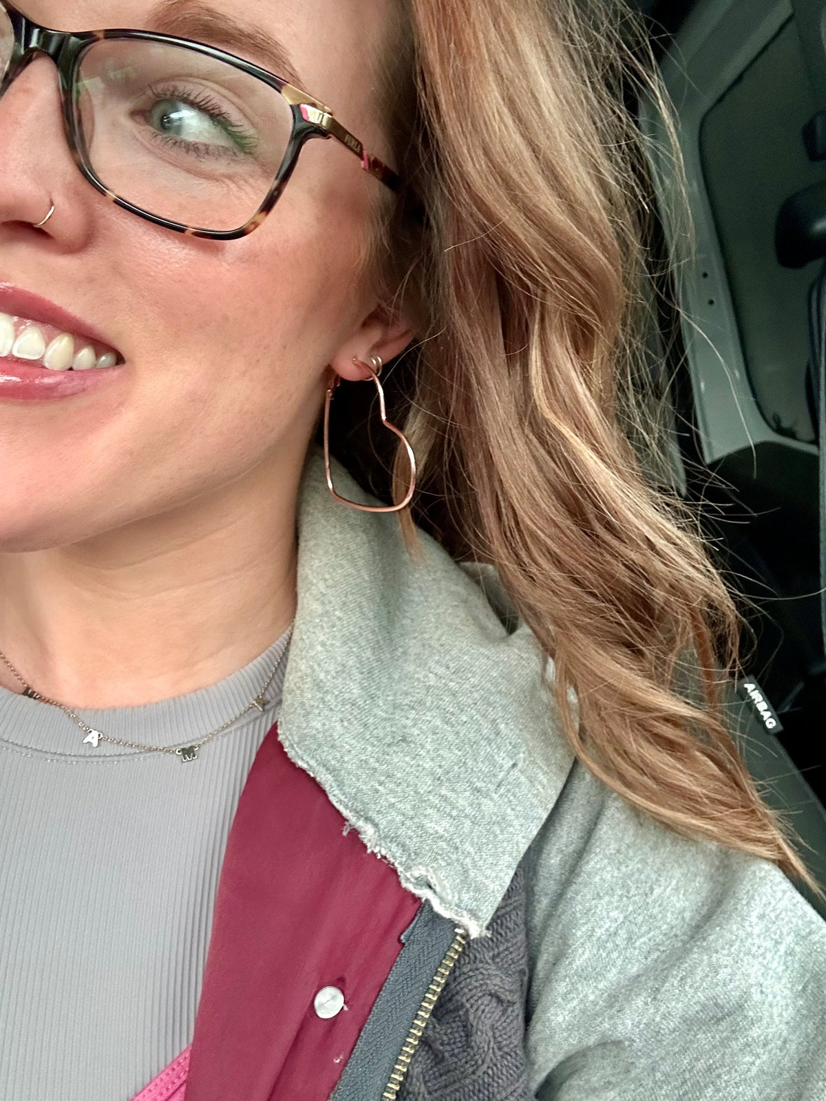 Beautiful Silver Heart Hoop Earrings