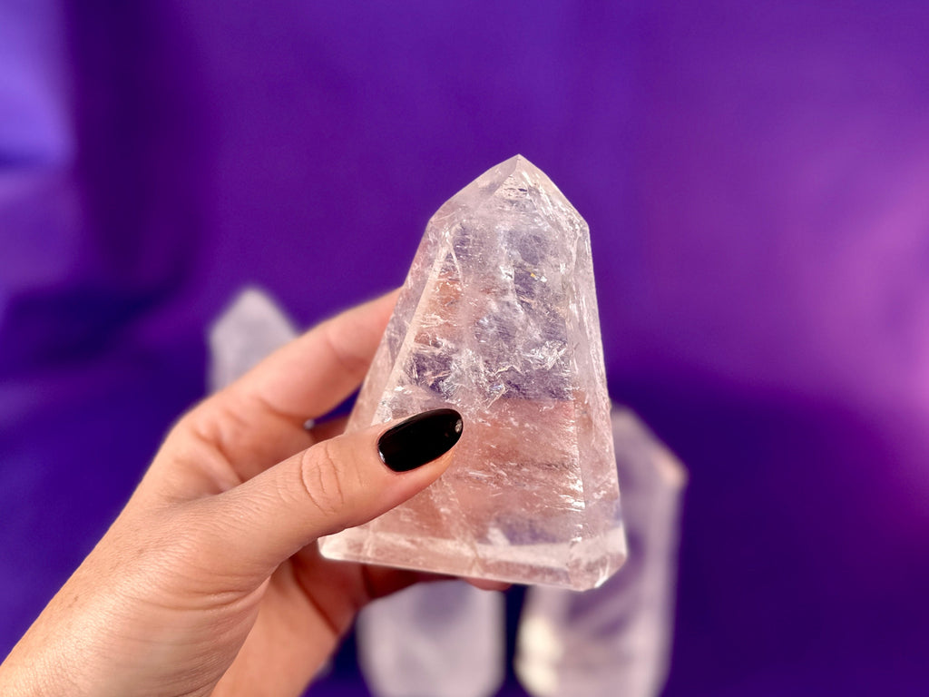 Premium Clear Quartz Obelisk, Standing Polished Clear Quartz Point