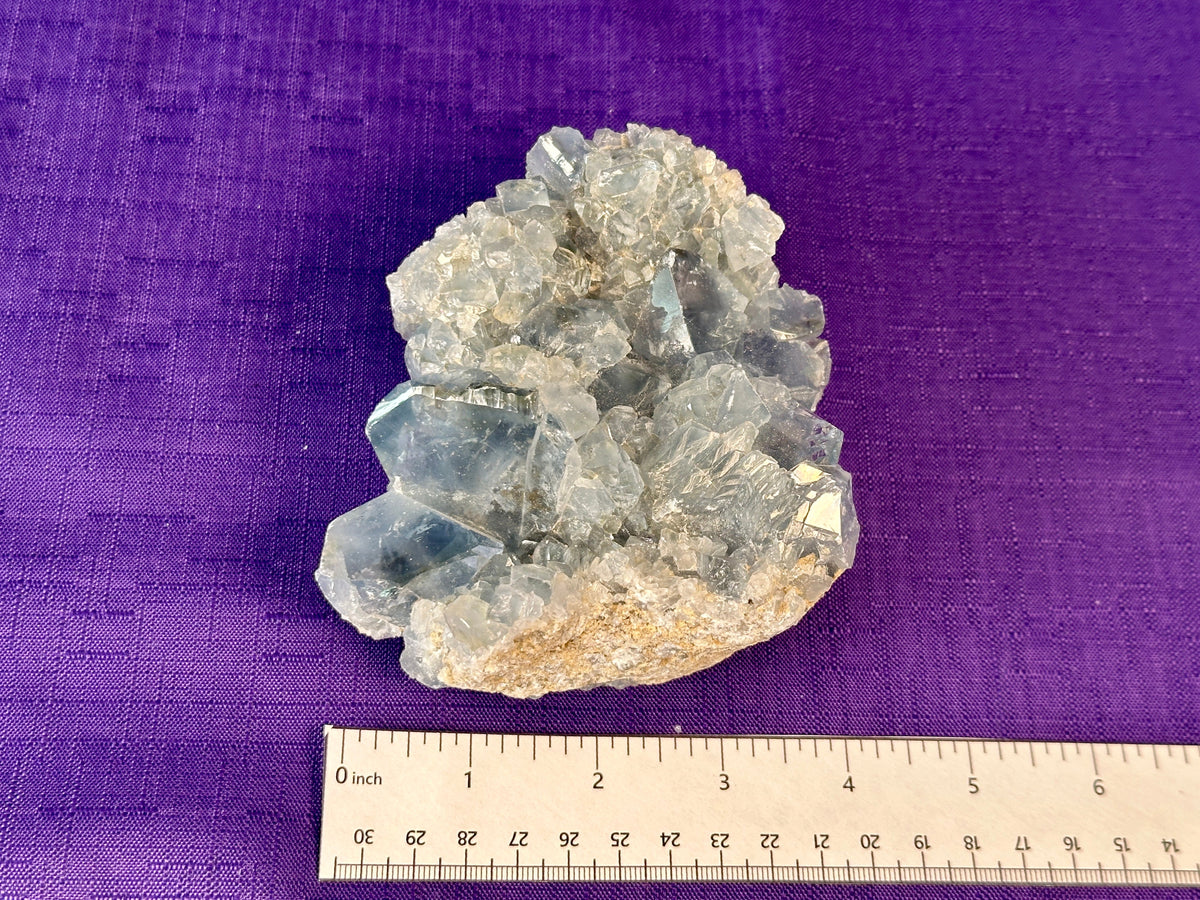 Celestite Polished Cluster, Celestite Geode Free Shape w. Druse, Standing Celestite Healing Crystal