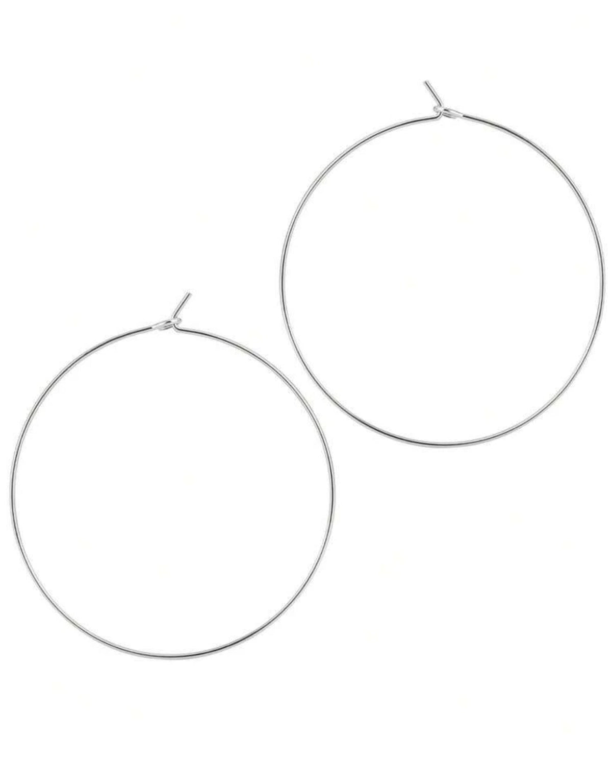 Beautiful Silver Thin Hoop Earrings