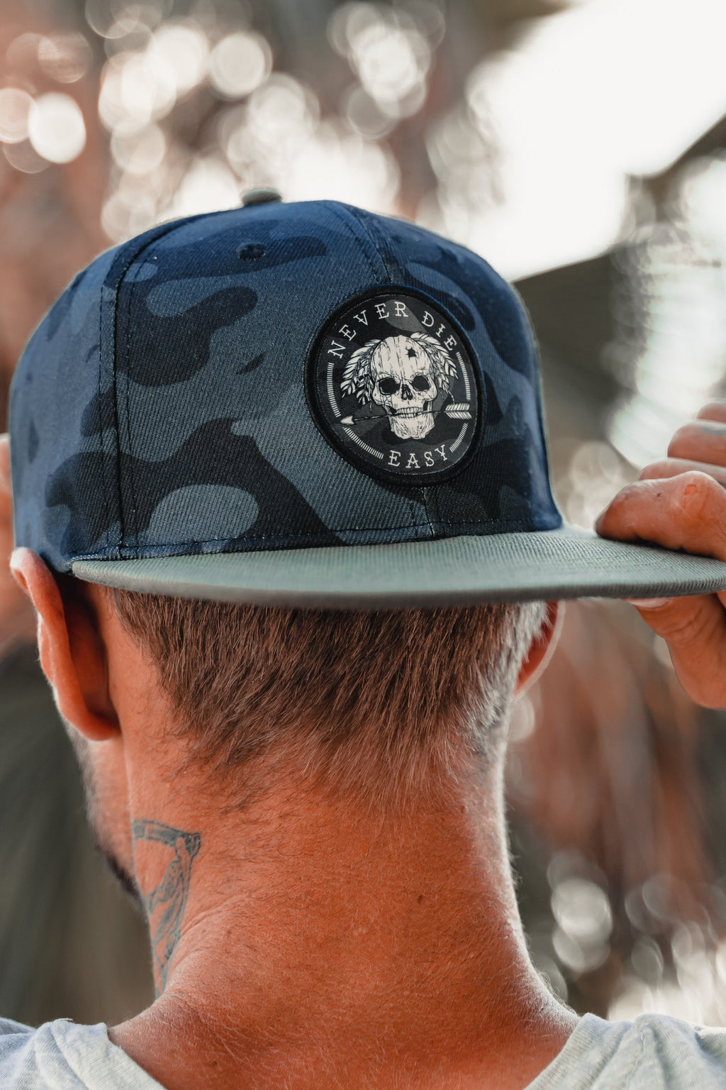 Never Die Easy Black Camo  Snapback