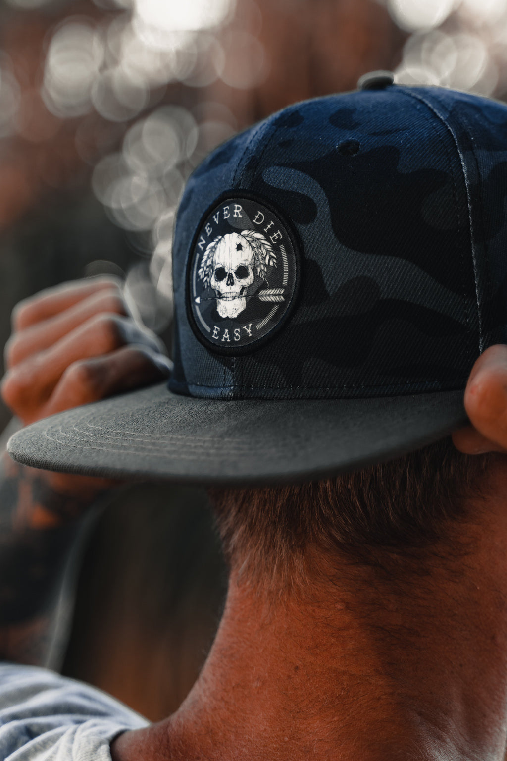 Never Die Easy Black Camo  Snapback