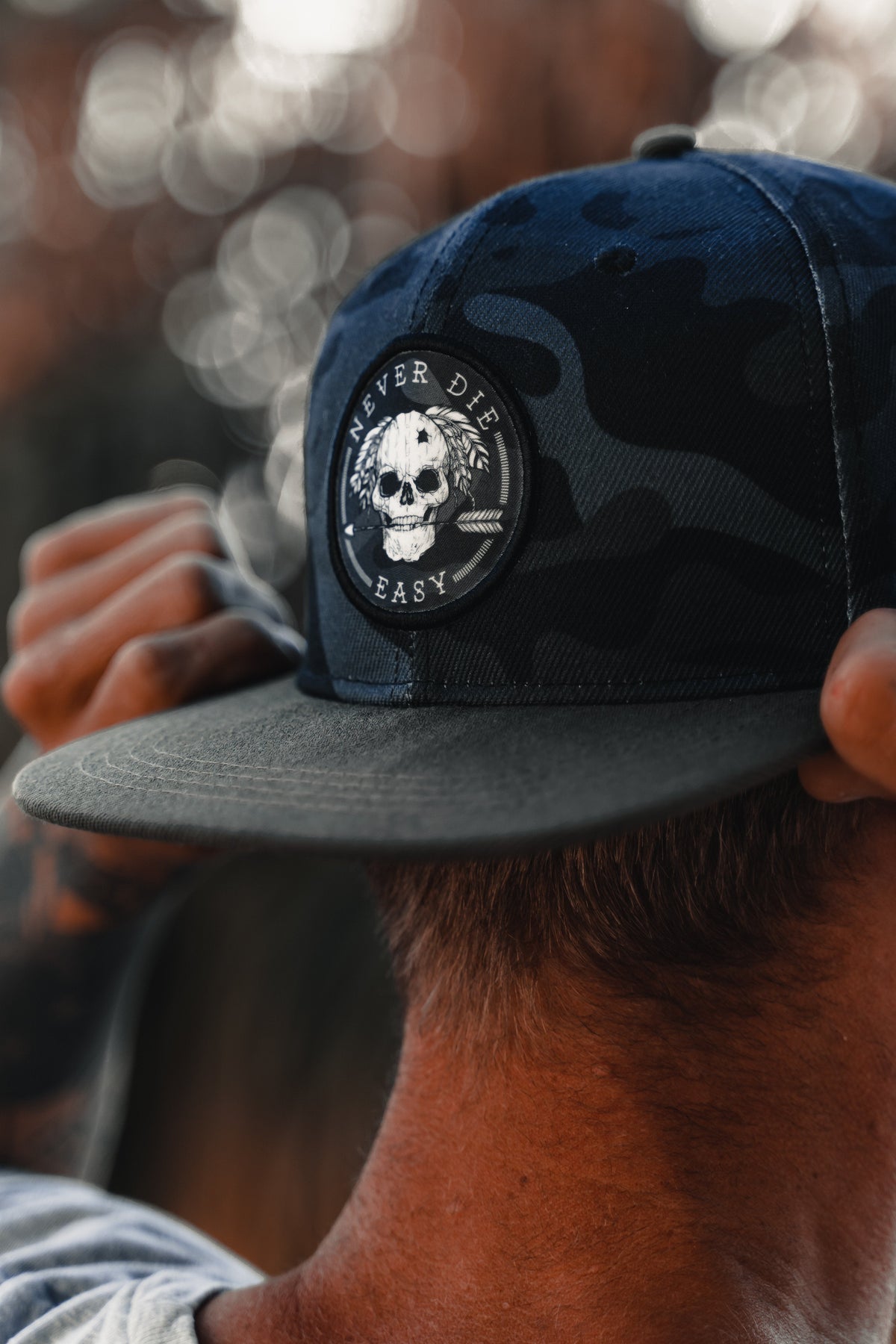 Never Die Easy Black Camo  Snapback