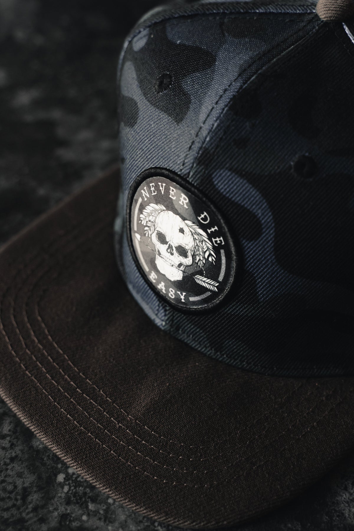 Never Die Easy Black Camo  Snapback
