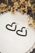 Black Heart Hoop Earrings