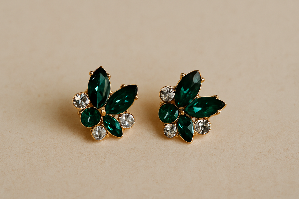 Beautiful Green Crystal Statement Earrings