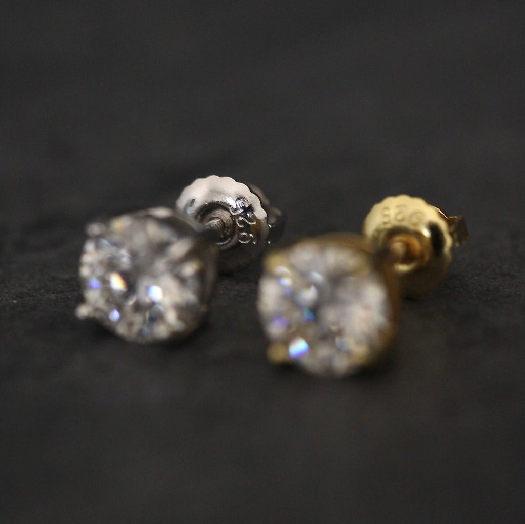 Moissanite Round Cut Stud Earrings