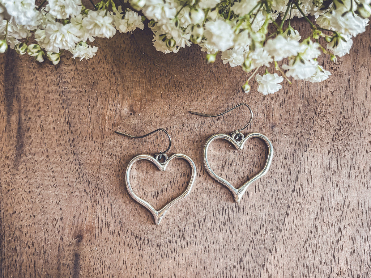 Beautiful Silver Heart Earrings