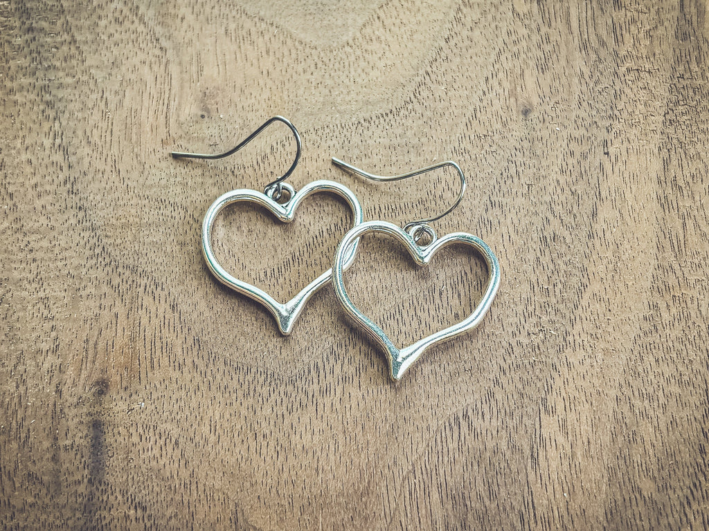 Beautiful Silver Heart Earrings