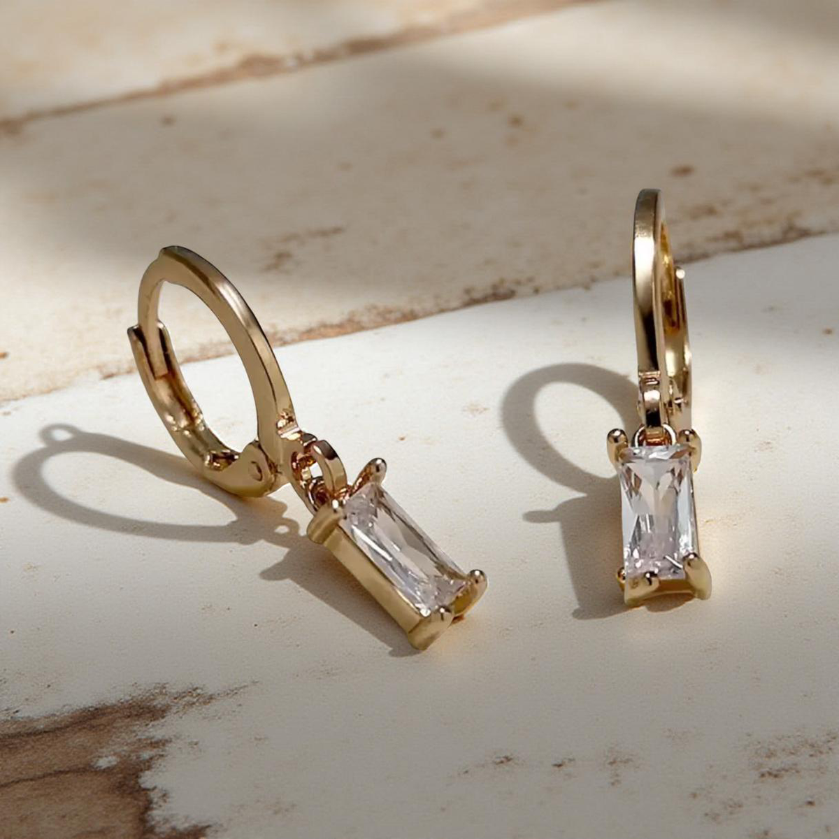 Beautiful Gold and Crystal Huggie Earrings