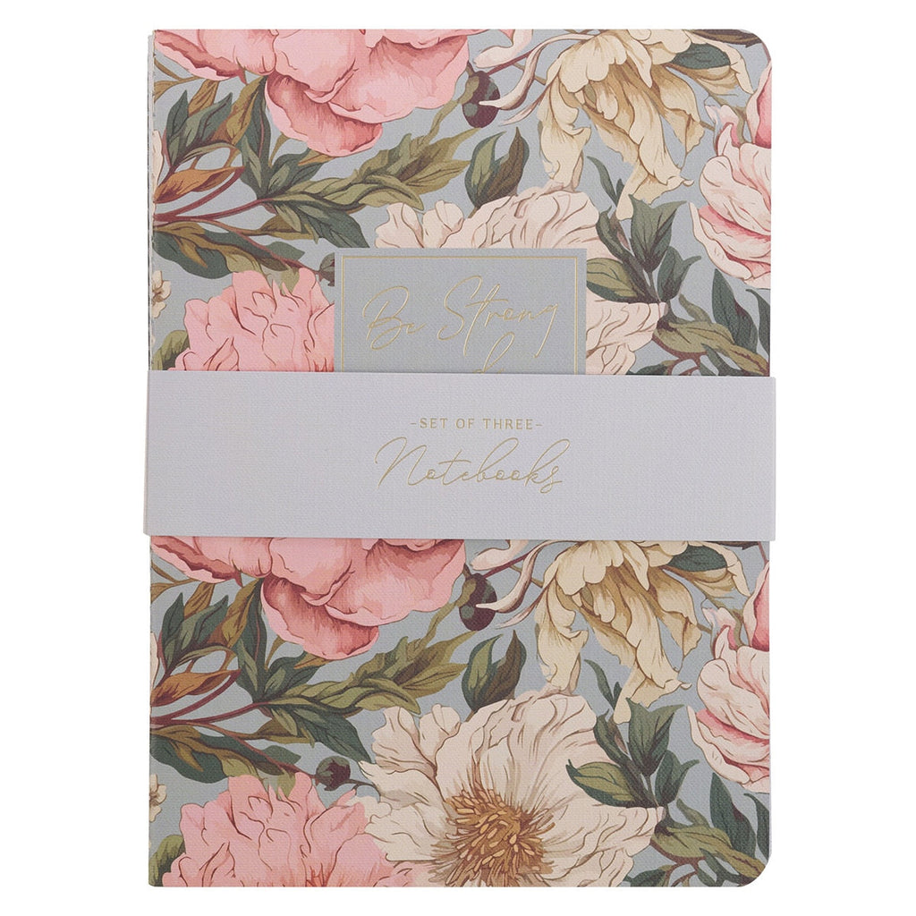 Notebook Set 3pc Lg Strong & Courageous Floral Josh 1:9