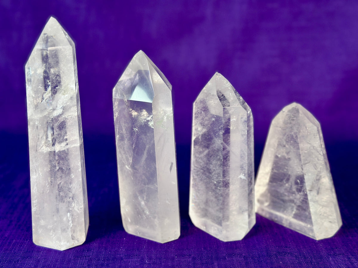 Premium Clear Quartz Obelisk, Standing Polished Clear Quartz Point