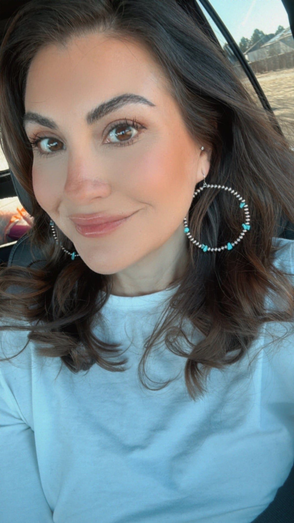 Beautiful Navajo Pearl Hoop Earrings