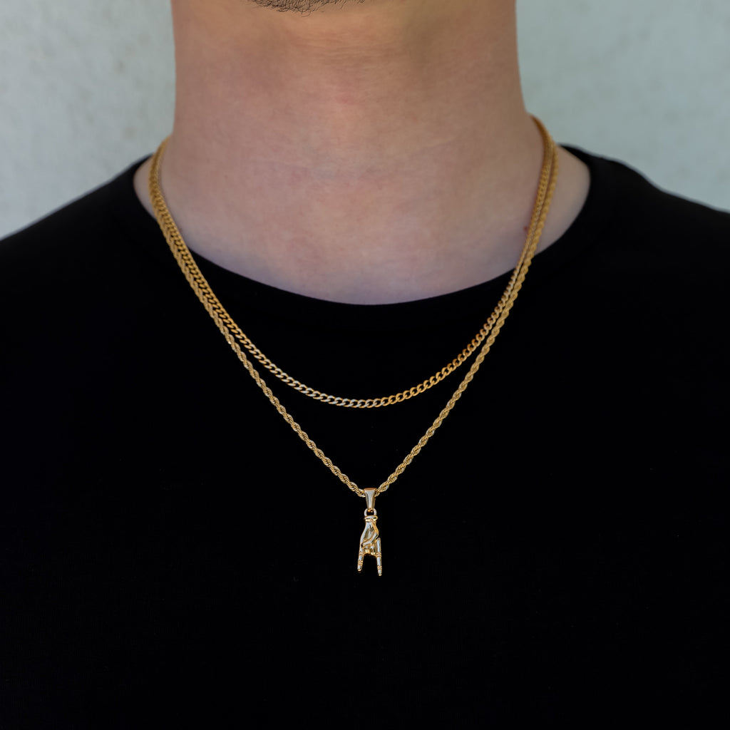 Italian Mano Cornuto Silver Pendant Necklace Set