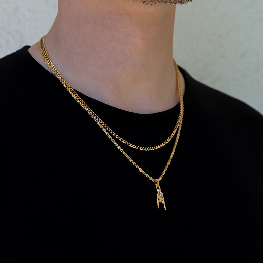 Italian Mano Cornuto Silver Pendant Necklace Set