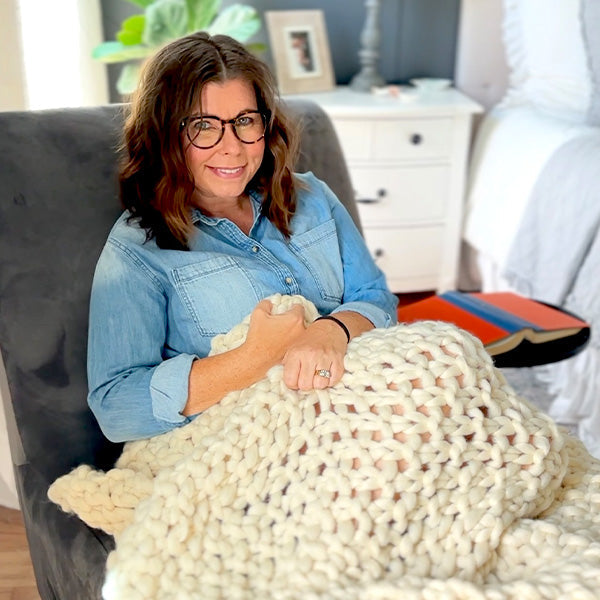 Soft Chunky Knitted Cream Throw Blanket