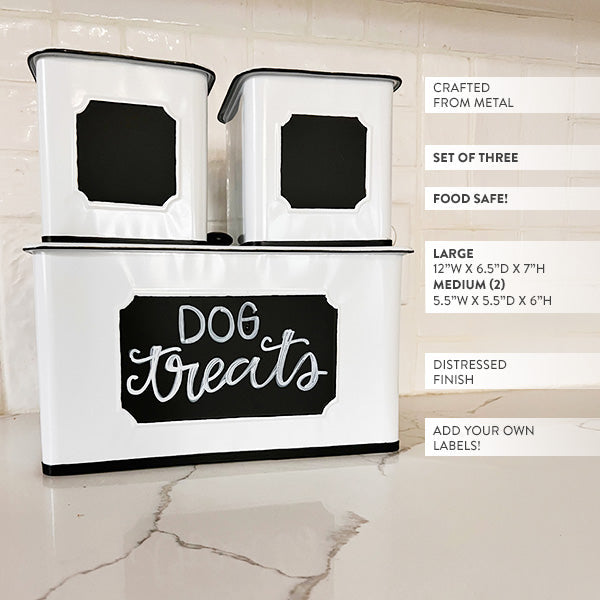 Customizable Metal Kitchen Canisters, Set of Three