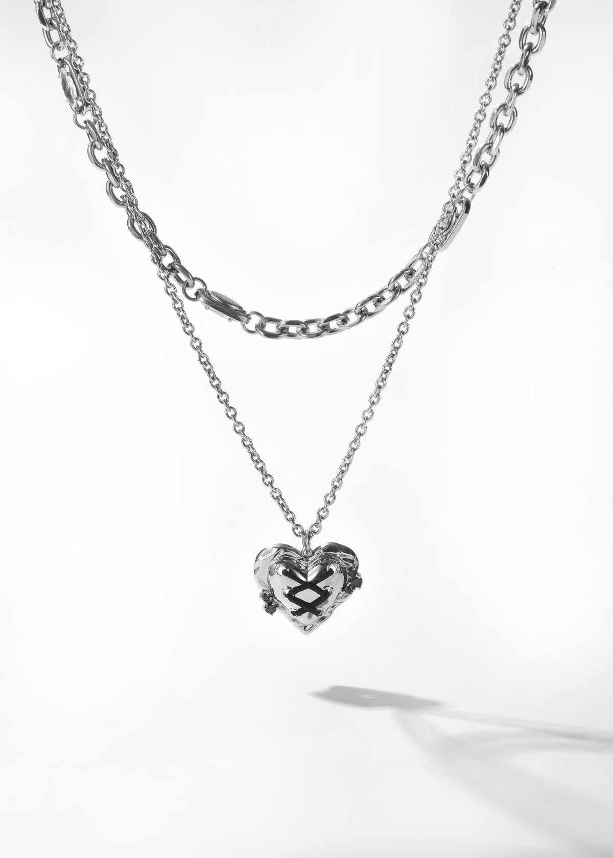 Threaded Silver Heart Necklace