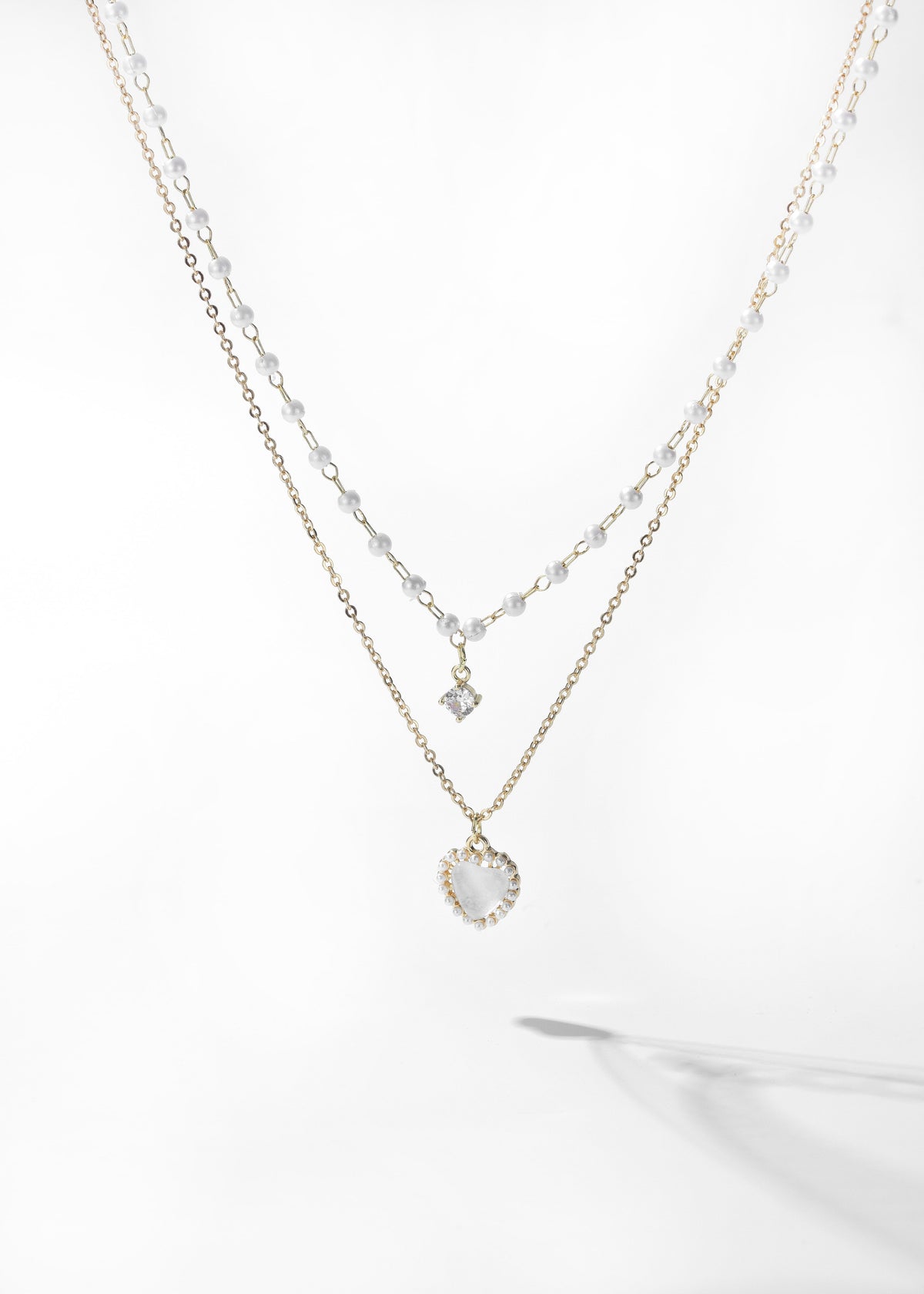 Pearl Necklace with Heart Pendant