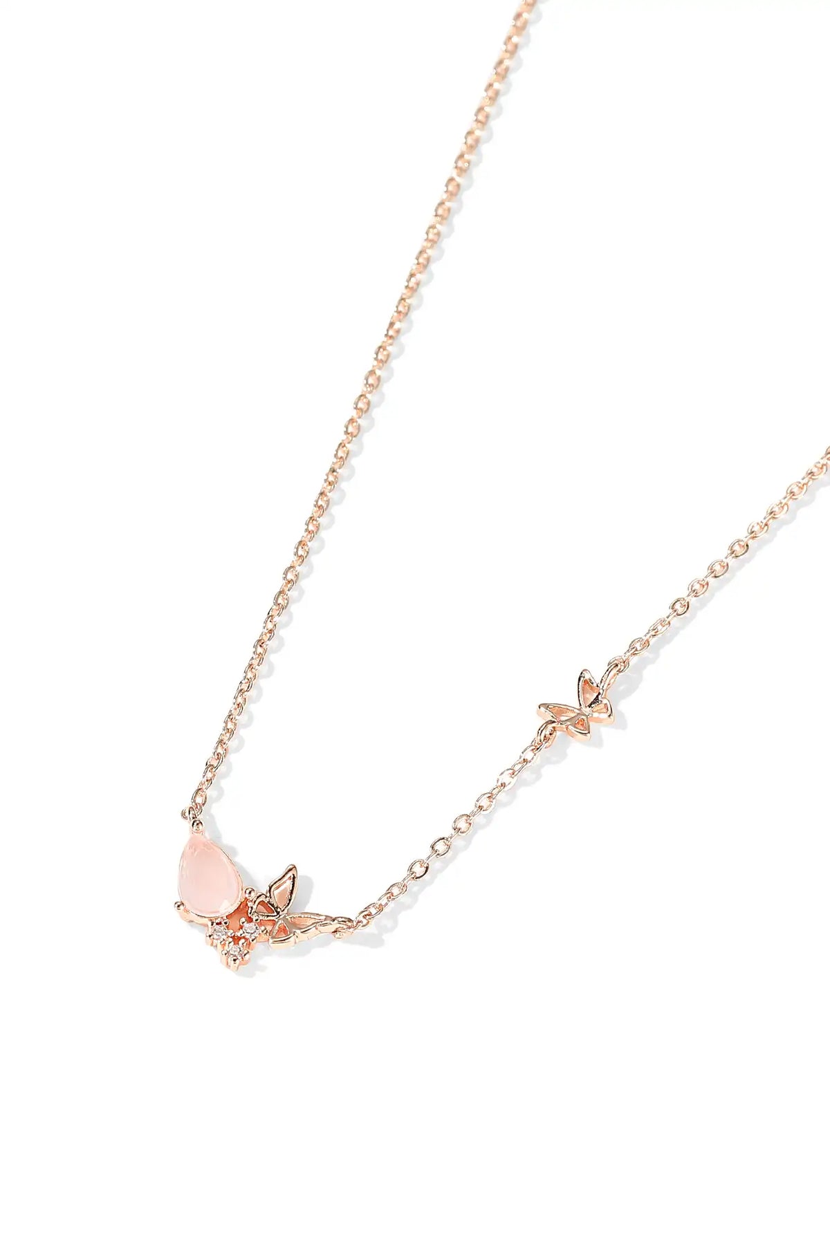 Strawberry Pink Butterfly Necklace