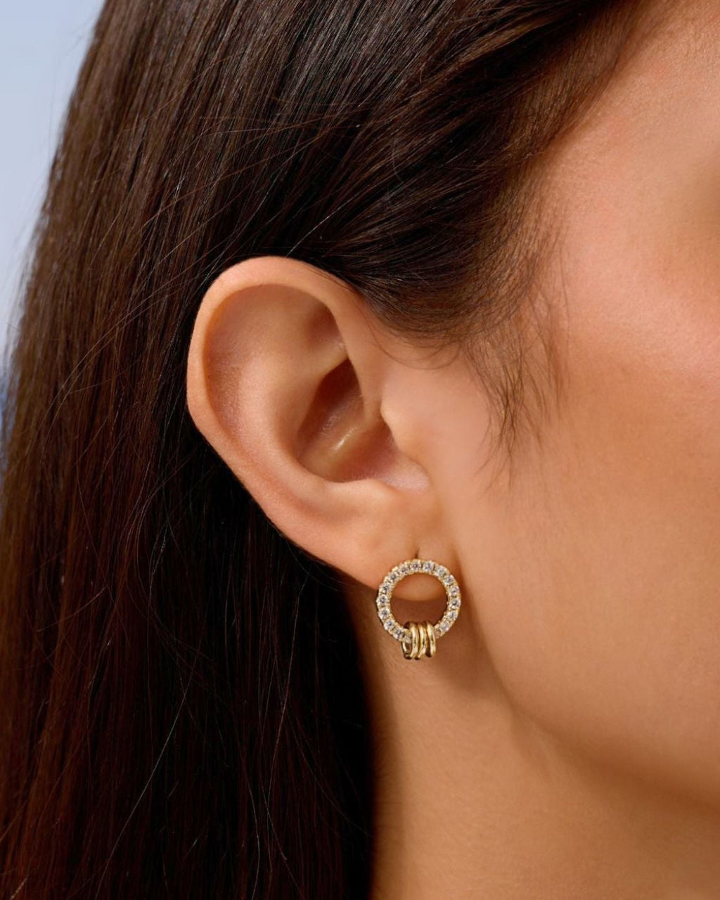 Pave Circle Stud Earrings