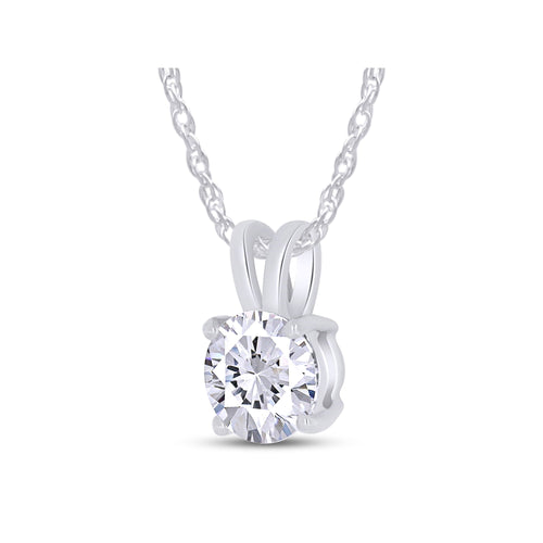 .80 CTW Certified Genuine Moissanite Solitaire Pendant Necklace - Choice of 14k White or Yellow Gold