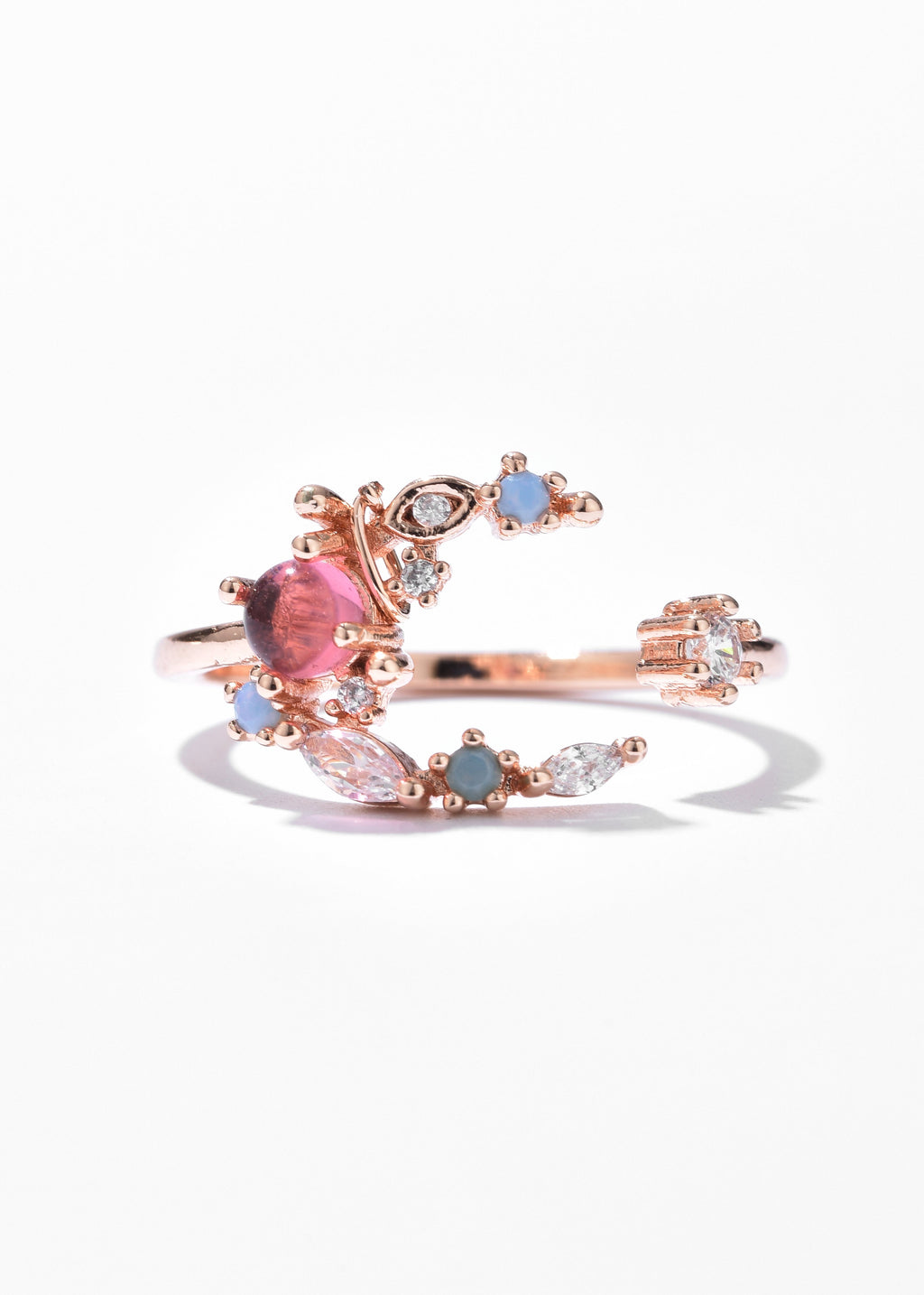 Floral Crescent Moon Ring