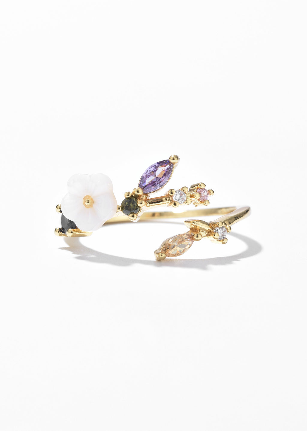 Gem Floral Ring Band