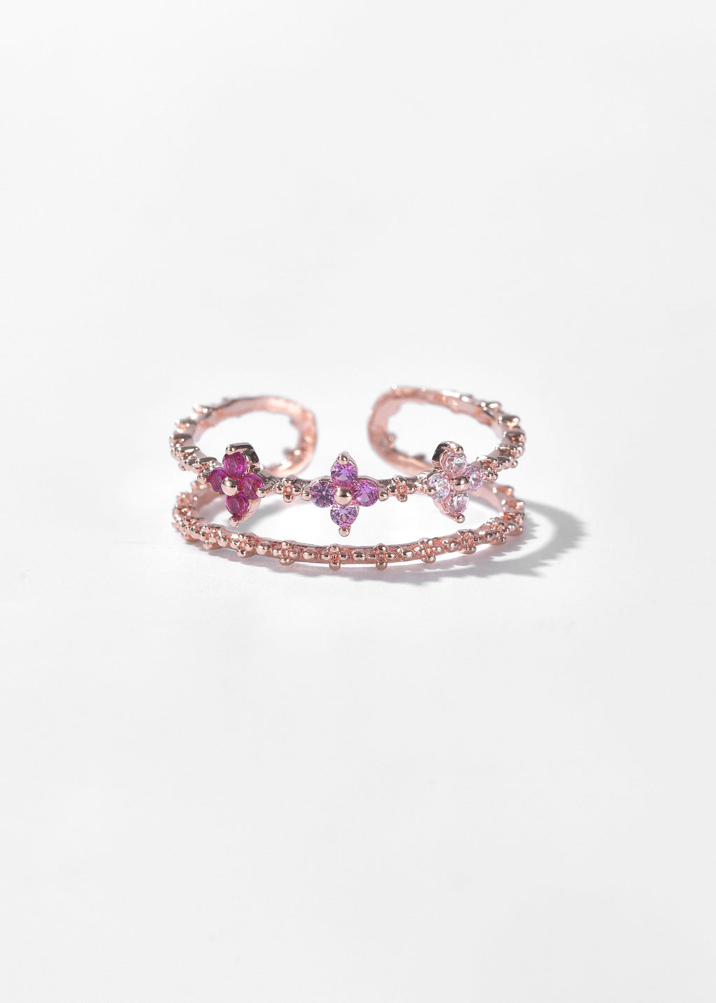 Triple Spectrum Gold Flower Ring