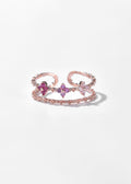 Triple Spectrum Gold Flower Ring