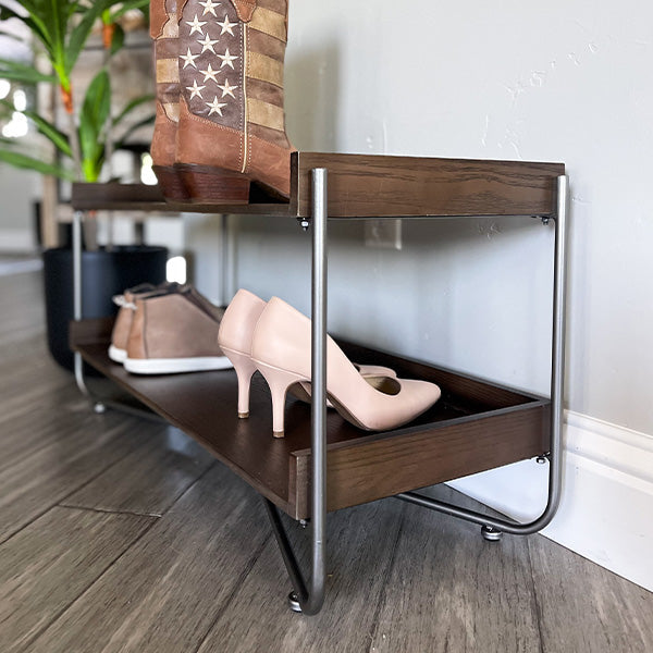 Modern Wood and Metal Shoe Rack